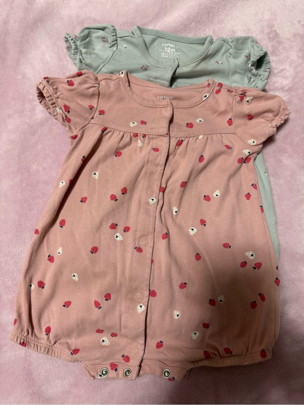 Carter's Pink Strawberry-Print Short Sleeve Baby Dress